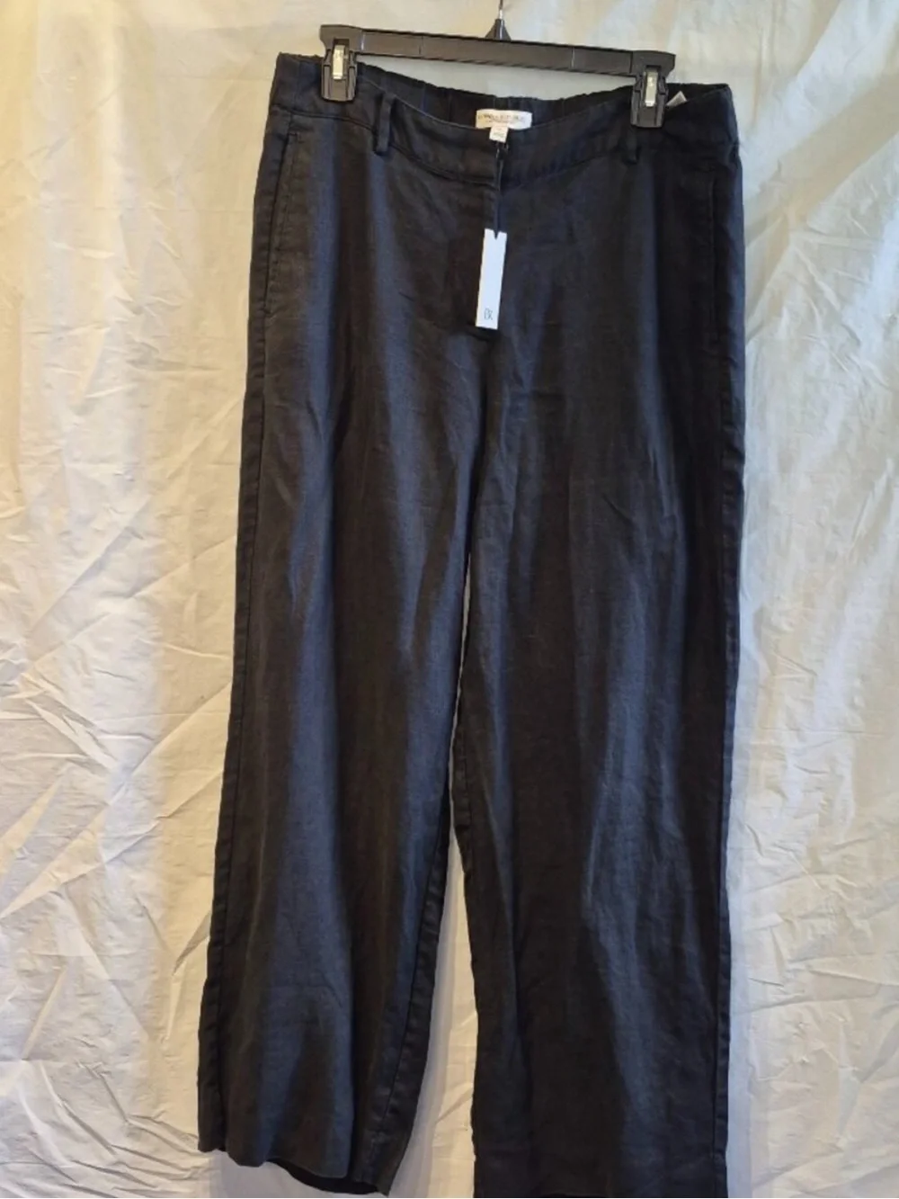 NWT Banana Republic M Black The Everyday Wide Leg Pant in Linen